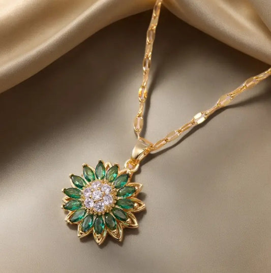 C GIRASOL VERDE + ANILLO VERDE + CAJA