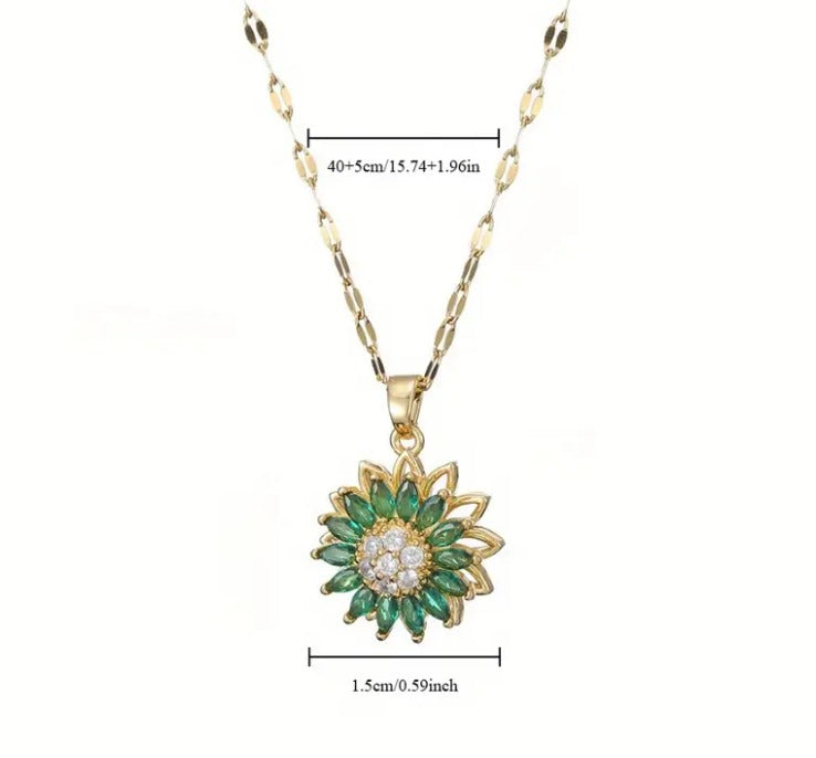 C GIRASOL VERDE + ANILLO VERDE + CAJA